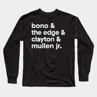 U2 // Names List Line Up Faded Retro Style Design Long Sleeve T-Shirt